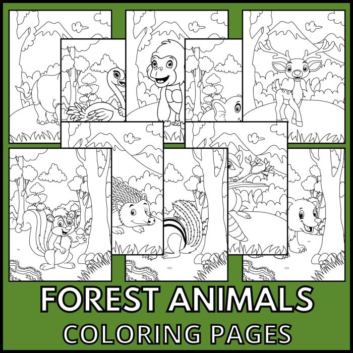 Forest with animals coloring page