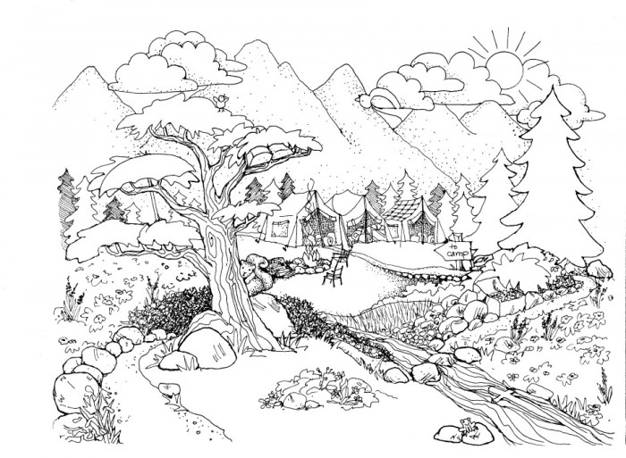 Nature coloring book pages