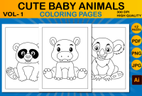 Cute baby animal coloring page