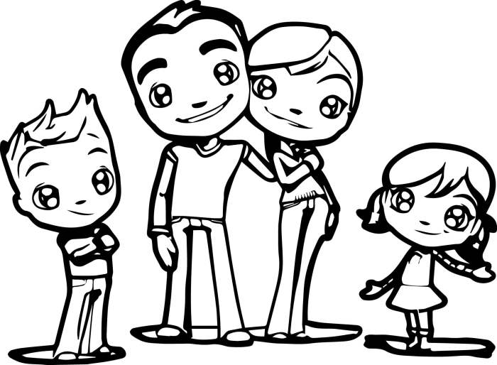 Animated family coloring page