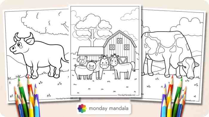 Farm animals coloring worksheets