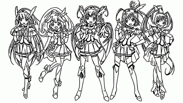 Anime coloring pages glitter force