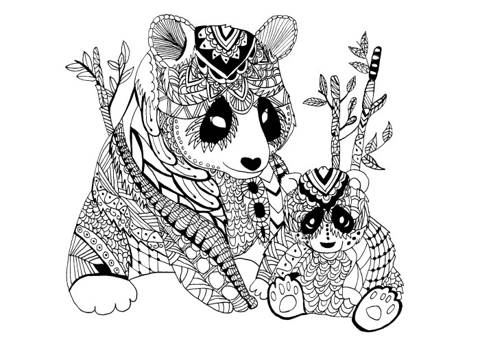 Animated baby pandas coloring pages