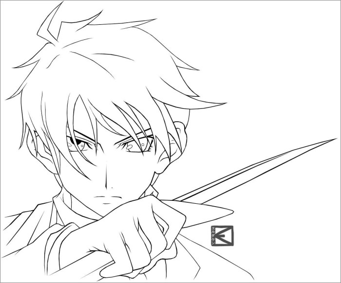 Anime boy coloring page