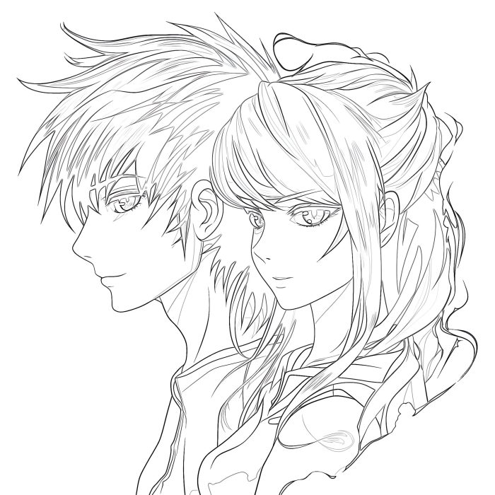 Anime couple coloring pages printable