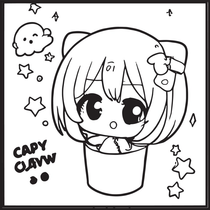 Anime chibi coloring pages for girls cat