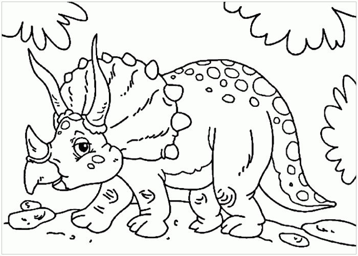 Animated dinosaur coloring pages trisauratops