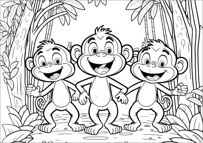 Monkey coloring book page