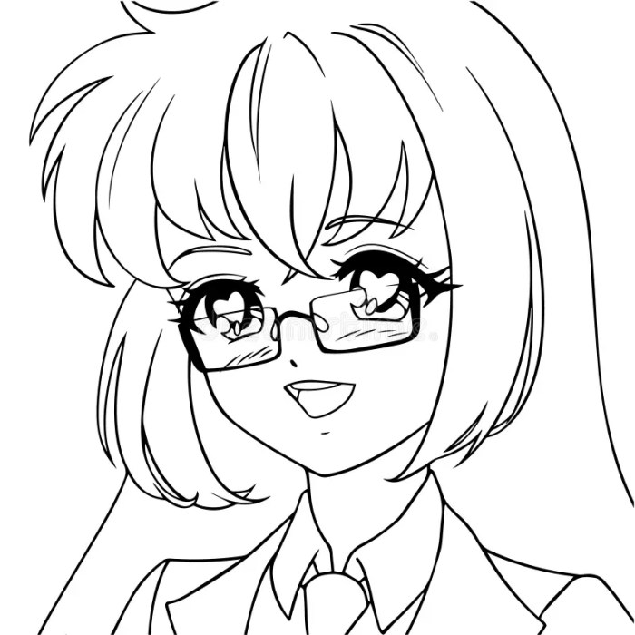 Anime girls with glasses coloring sheet