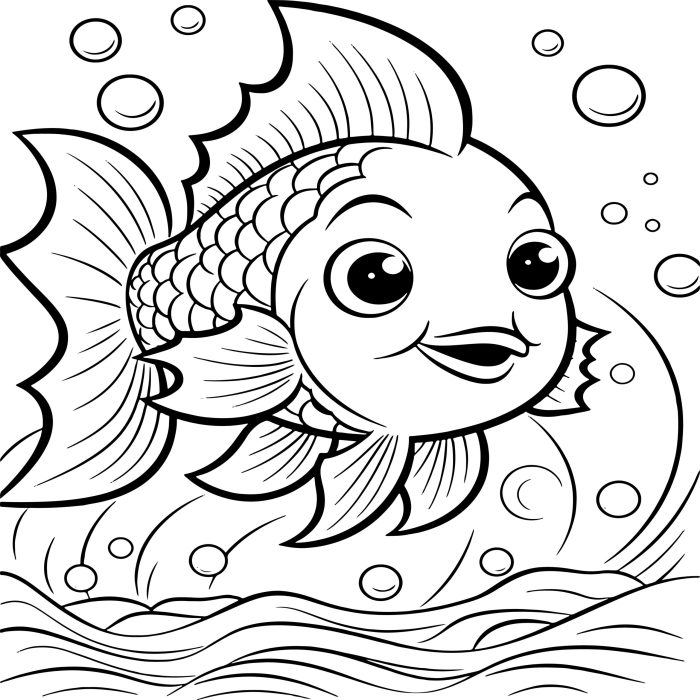 Coloring book pages of fish