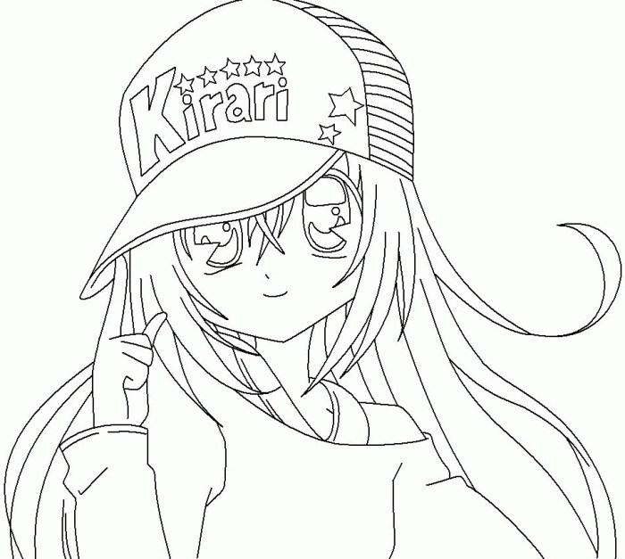 Anime coloring pages with long hair