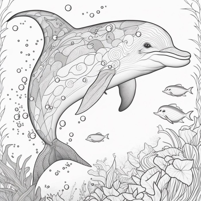 Dolphin coloring book pages