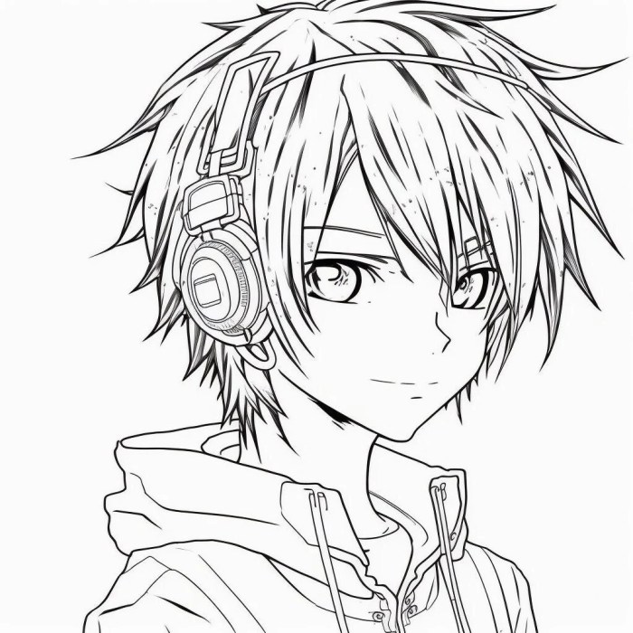 Anime boy coloring page