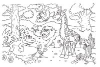 Forest with animals coloring page