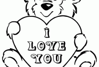 Anime bear holding a heart coloring page