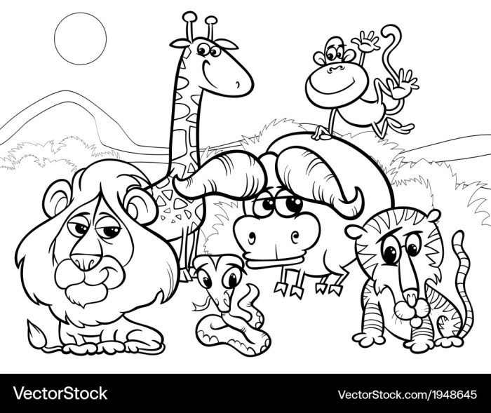 Animated animals coloring page