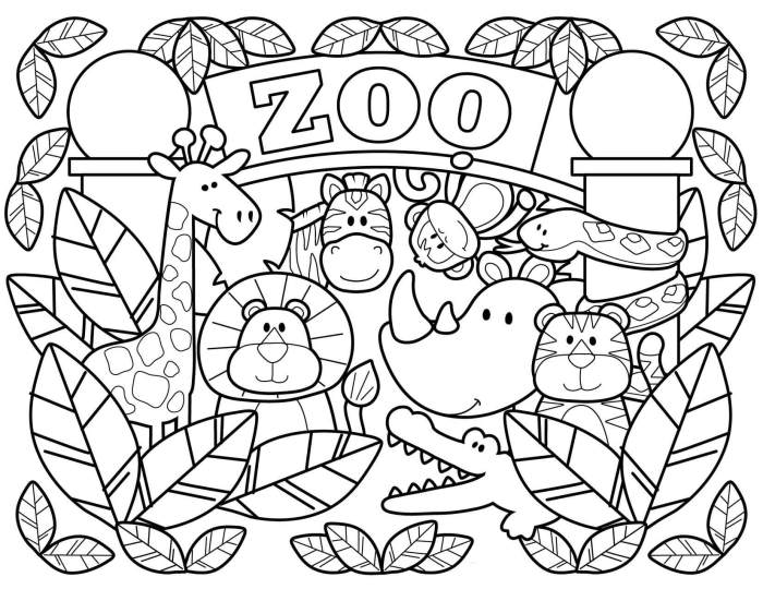 Cute zoo animal coloring pages