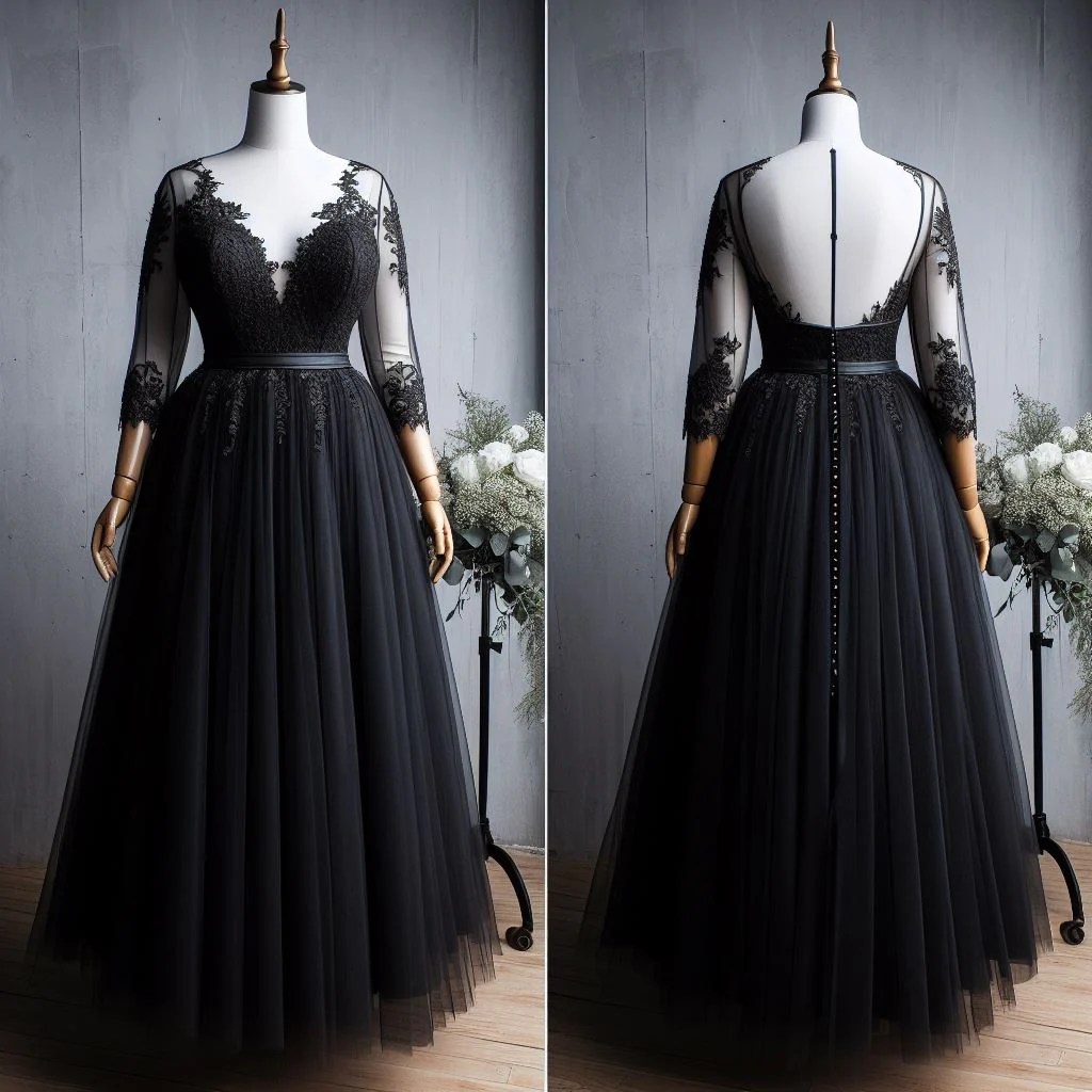 Plus size black wedding guest dresses