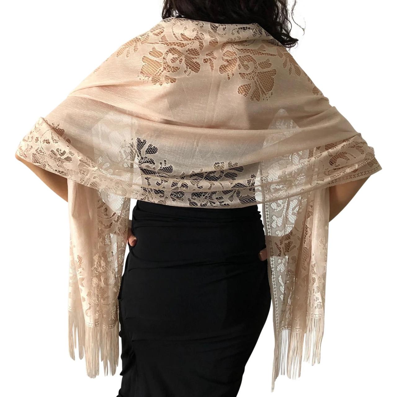 Shawl shawls fringes sheer prom formal scarves dressy scarfs feedback