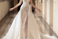 Detachable overskirt wedding dress